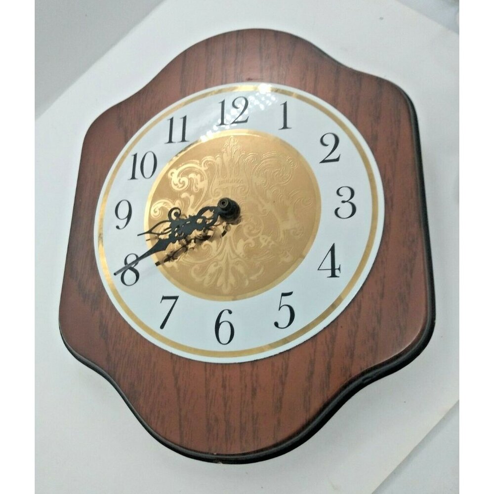 Bulova Wood Framed Cosmos Quartz Wall Hanging Clock 10 1/2" x 9"